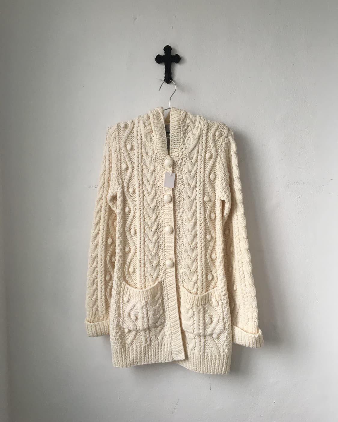 Pompom point knit hood cardigan 상품이미지2