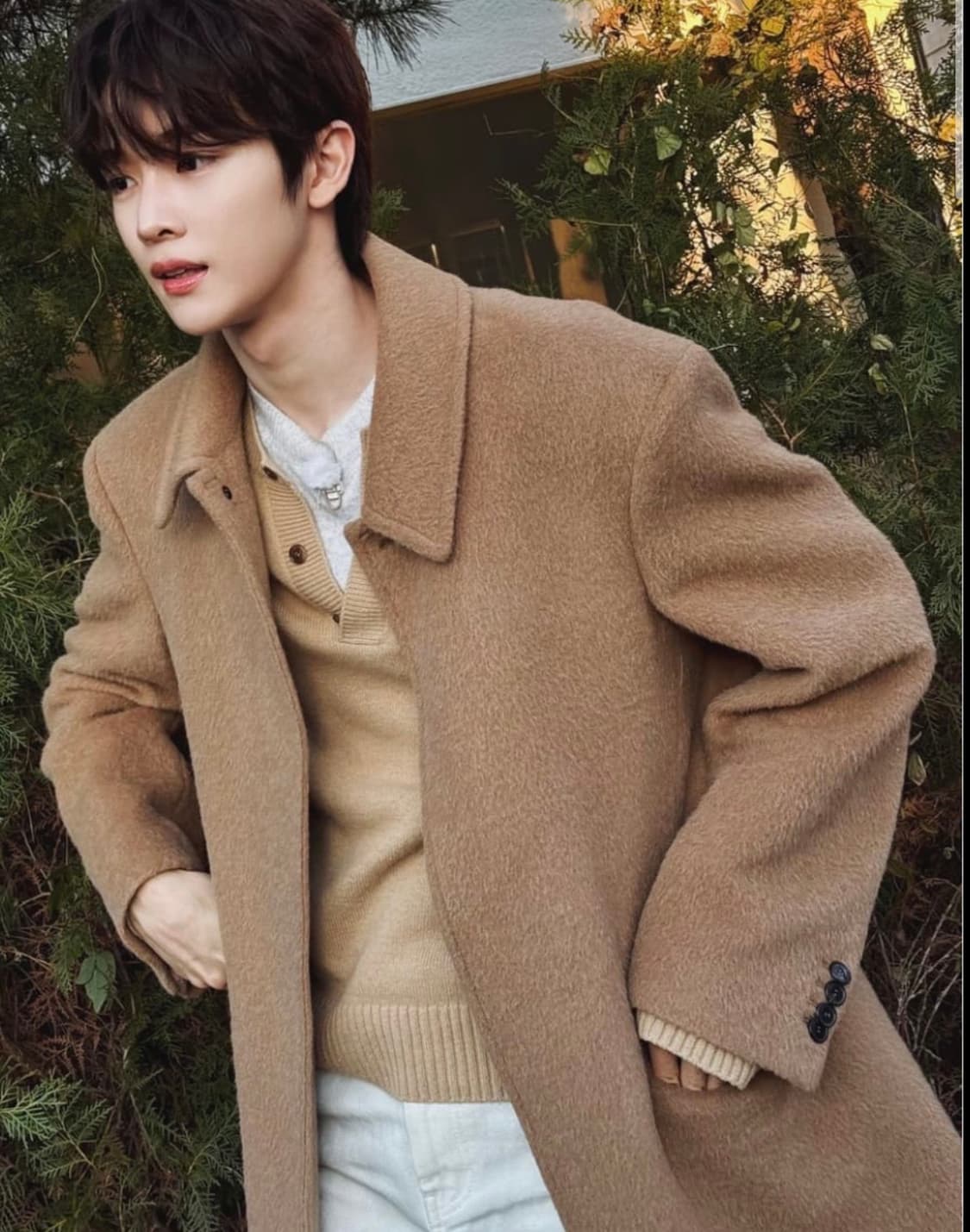 렉토 라마 울 블렌드 발마칸 코트 오커 M 상품이미지10