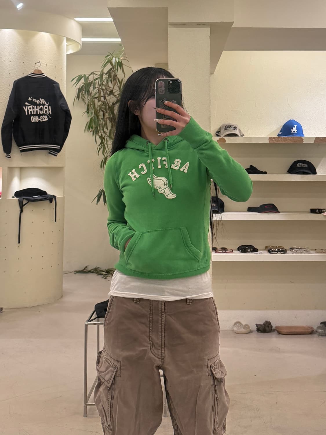 아베크롬비 피치 그린 후드티  상품이미지1