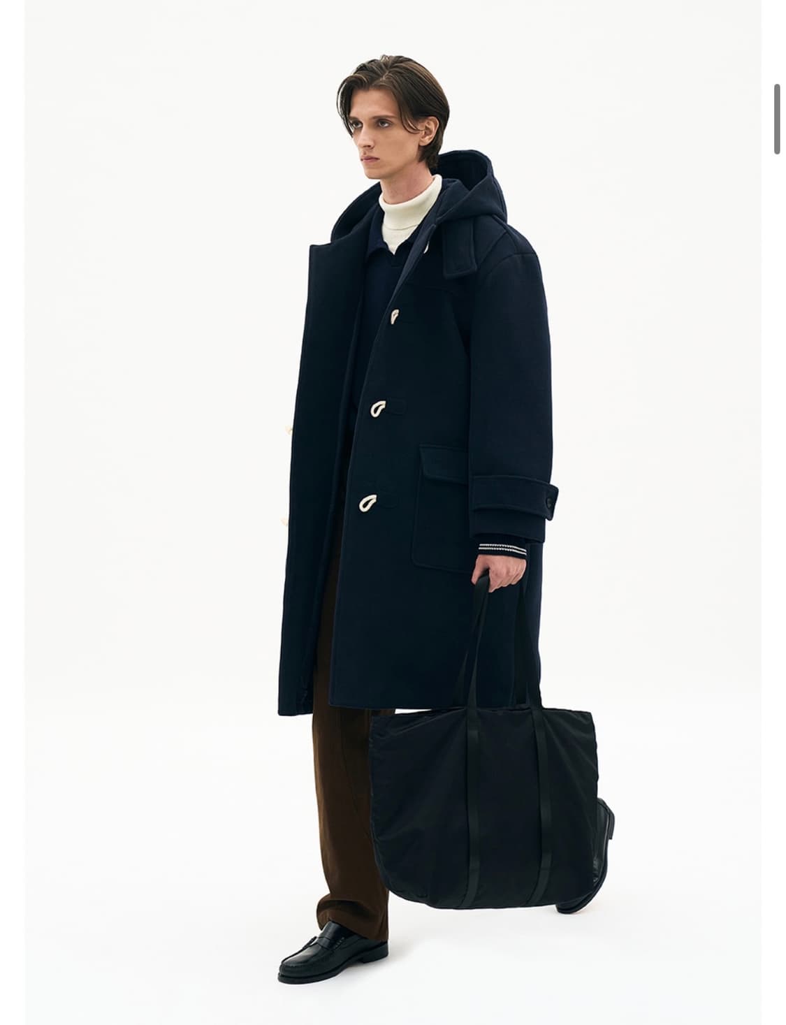 파르티멘토 오버사이즈 멜톤 더플 롱 코트 네이비 상품이미지2