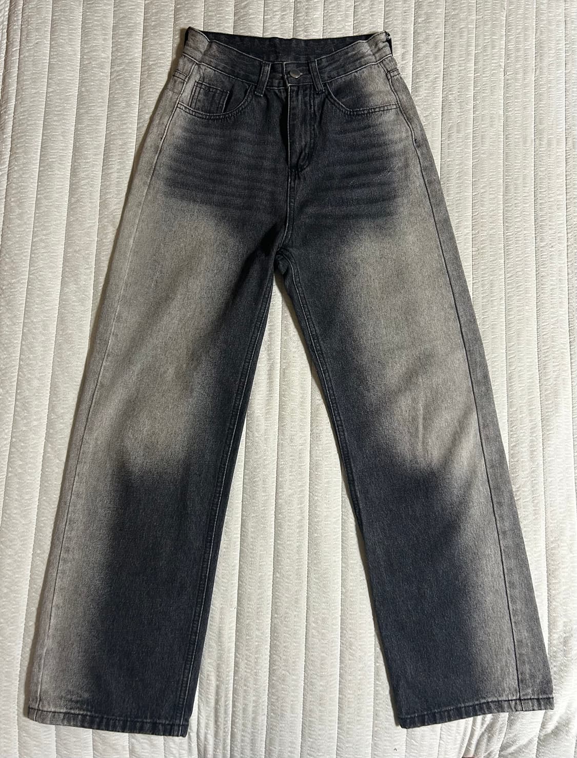 여성 워싱 세미 와이드 팬츠 S 상품이미지1