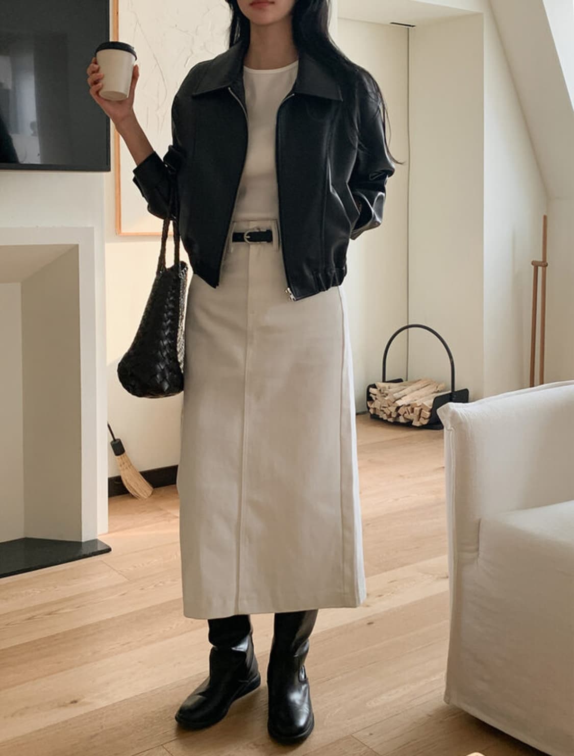 바로 배송 가능) 베니토 레더 블루종 가죽 자켓 상품이미지4