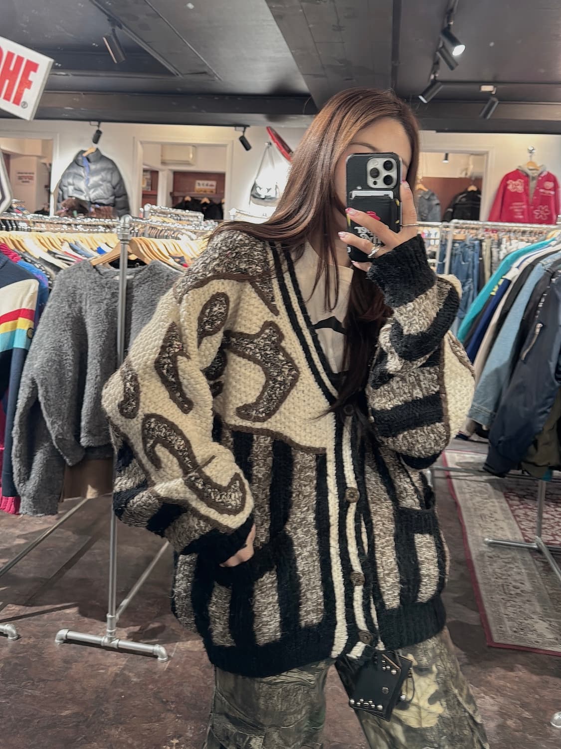 NOVO 빈티지 패턴 모헤어 가디건 니트 M 상품이미지7