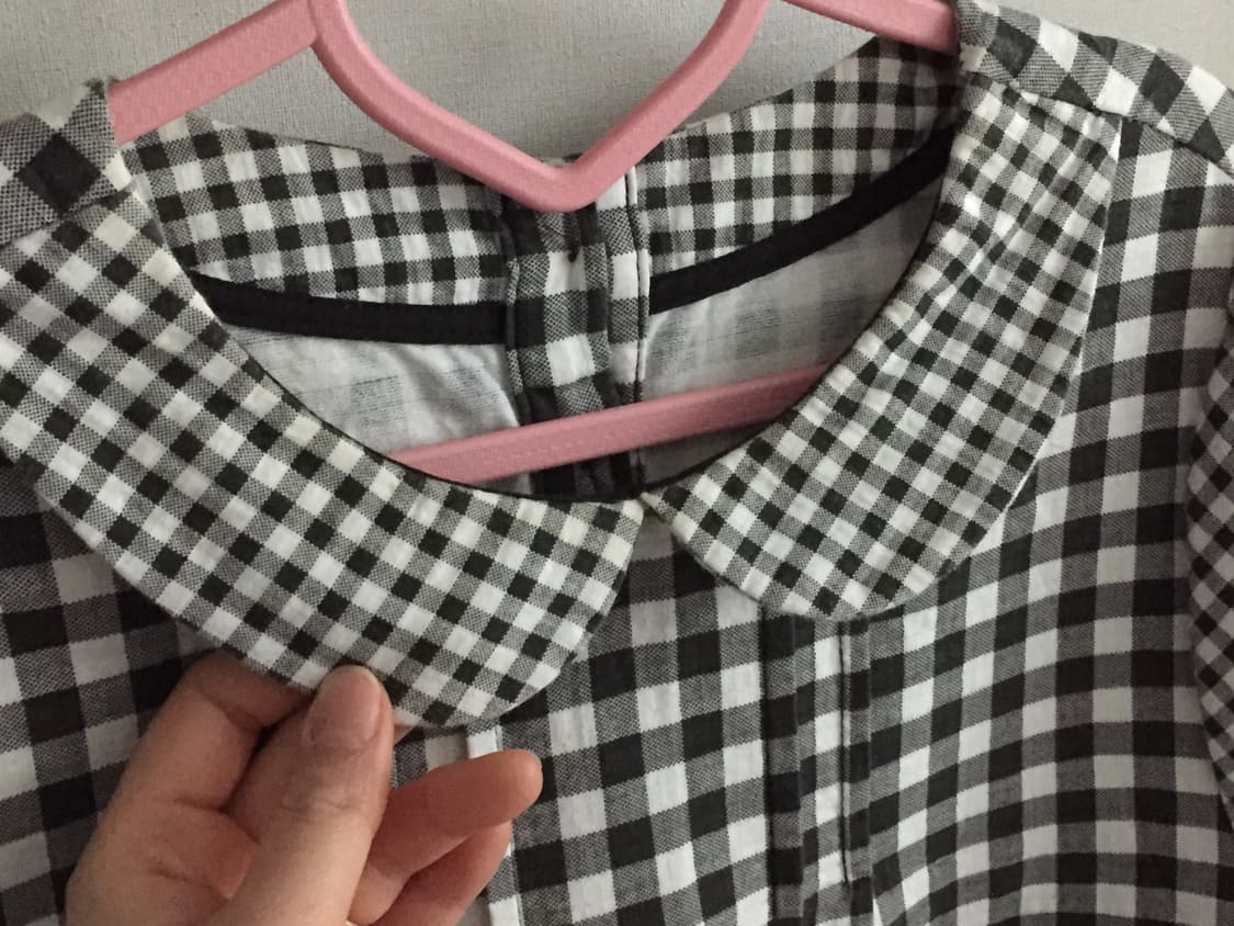 둥근 카라 체크 원피스 상품이미지4