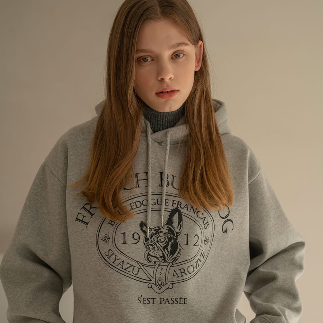 siyazu 시야쥬 불독 기모 여성 후드티 후디 프리사이즈 상품이미지2