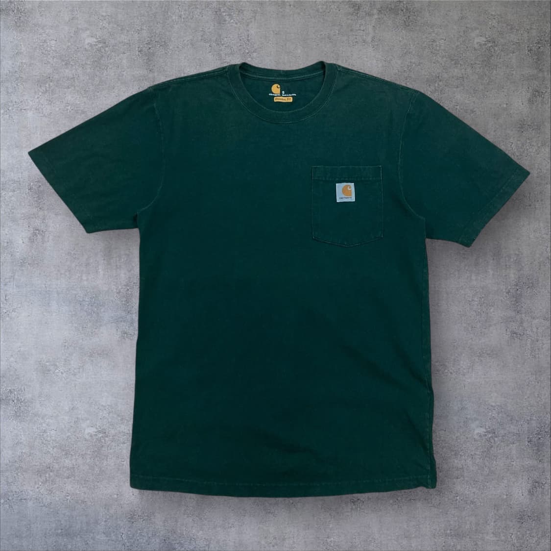 칼하트 포켓 박스 로고 그린 반팔티 상품이미지1