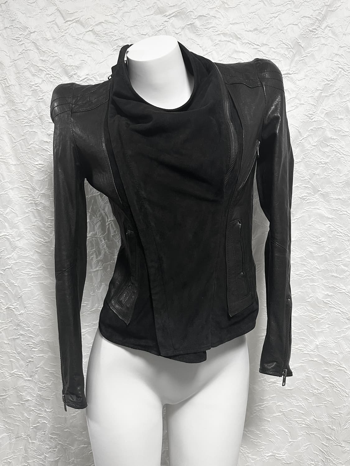 빈티지 3-way 더블 지퍼 쉽스킨 양가죽 레더 자켓 상품이미지5