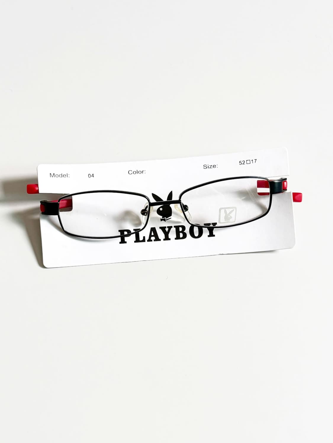 90s PLAYBOY 블랙 레드 메탈 슬림 스퀘어 빈티지 안경 상품이미지1