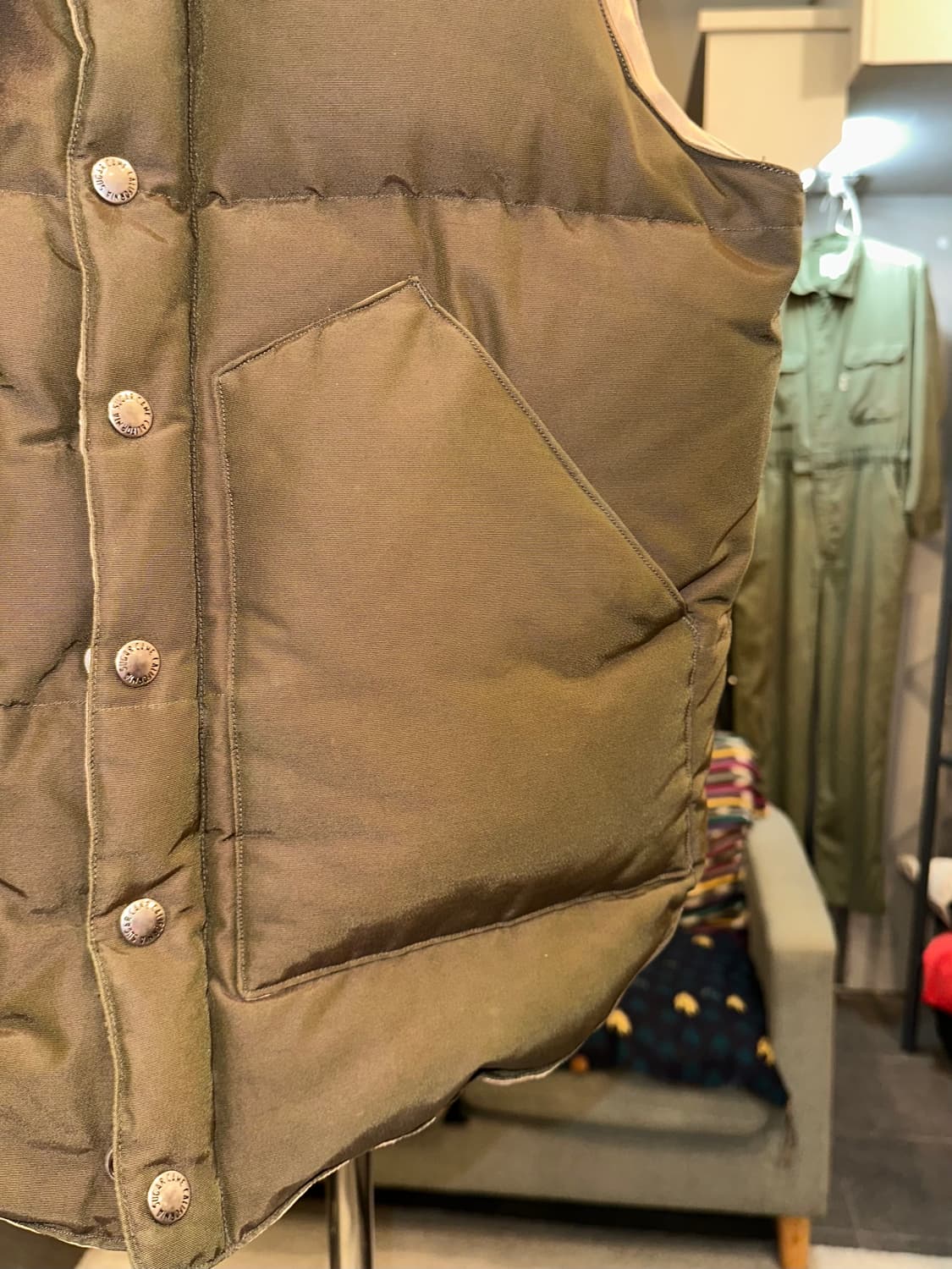 Sugar Cane leather yoke T/C down vest 상품이미지7