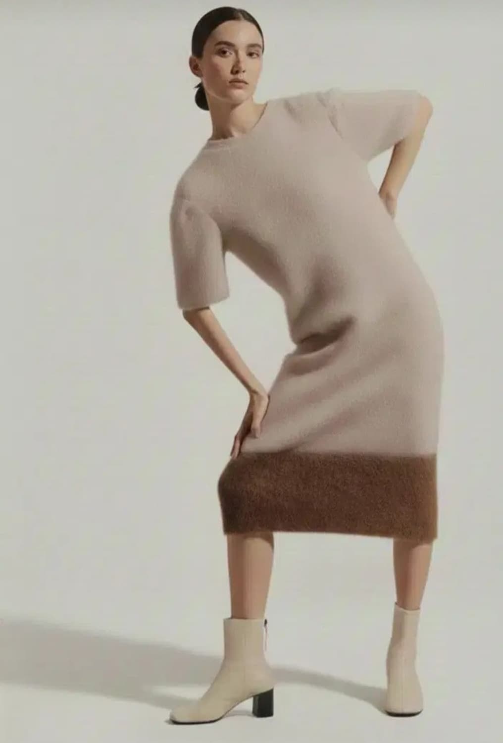 구호 모헤어 하프슬리브리스 롱니트 원피스 55사이즈 상품이미지2