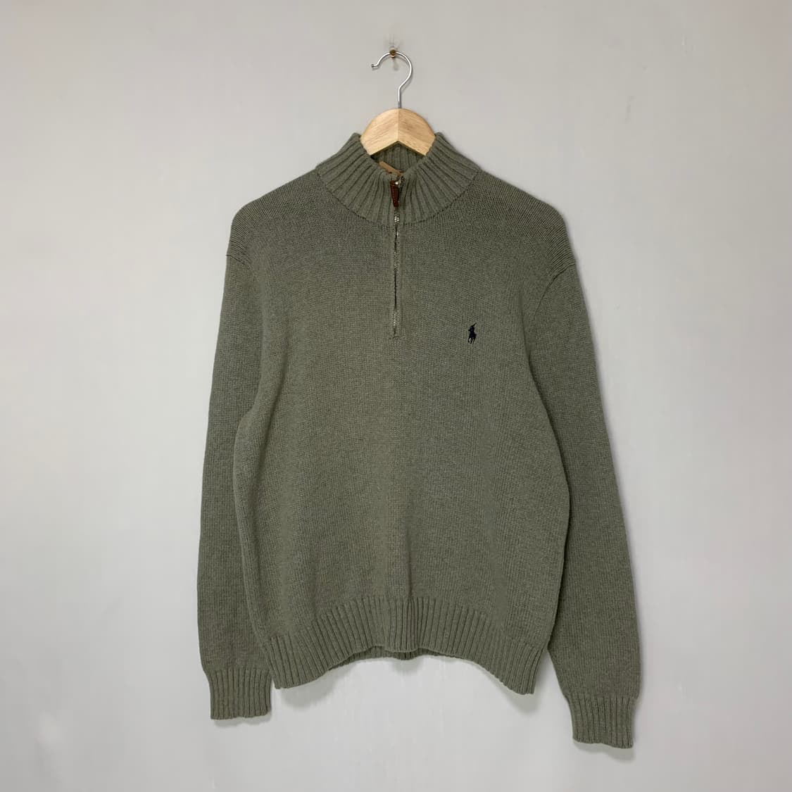 폴로랄프로렌 하프넥 반집업 빈티지 니트 올리브 베이지 L 상품이미지1