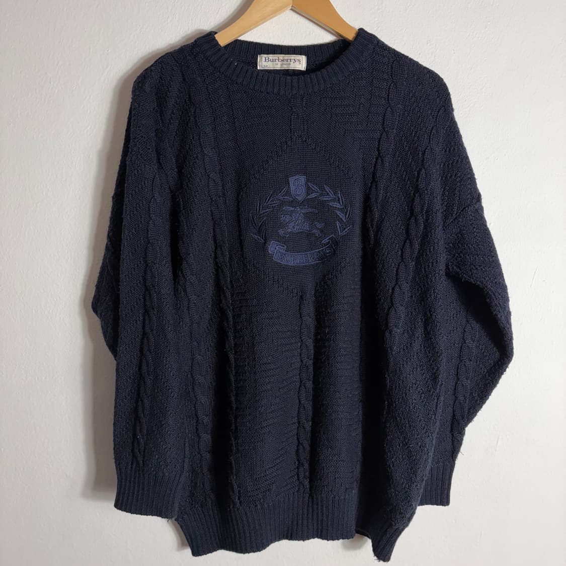 90s 빈티지 버버리 크레스트로고 케이블니트(M) 상품이미지1