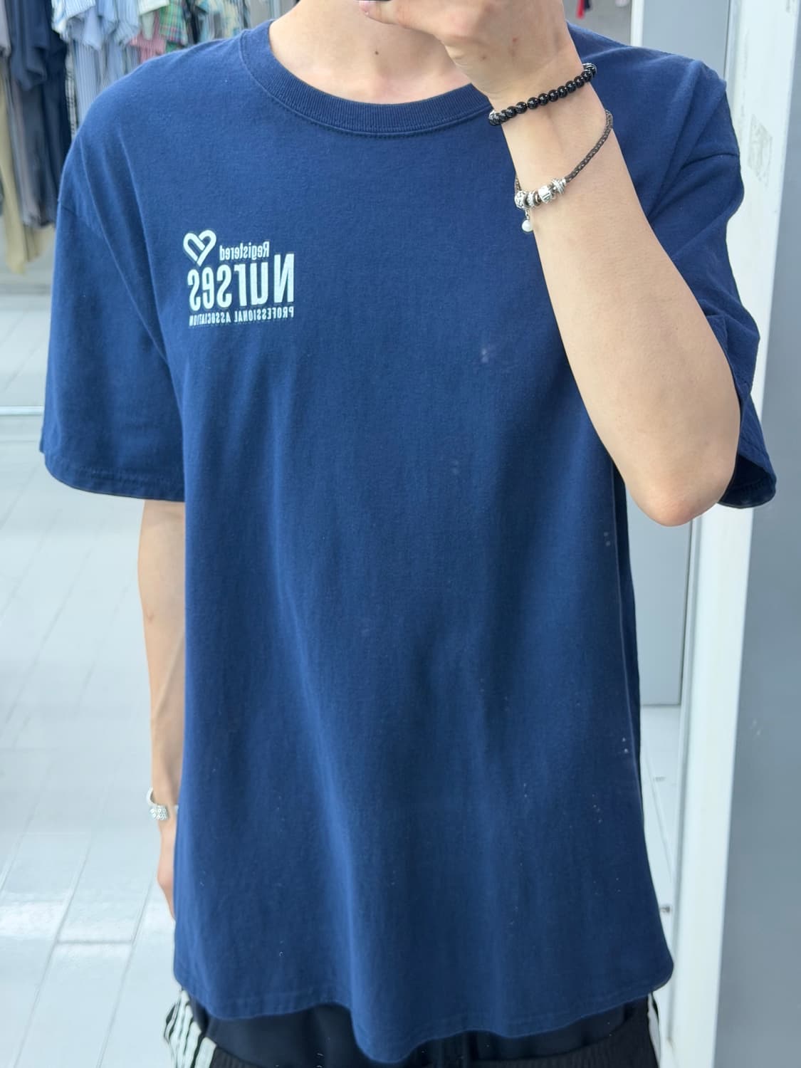 헤인즈 반팔 티셔츠 네이비 상품이미지1
