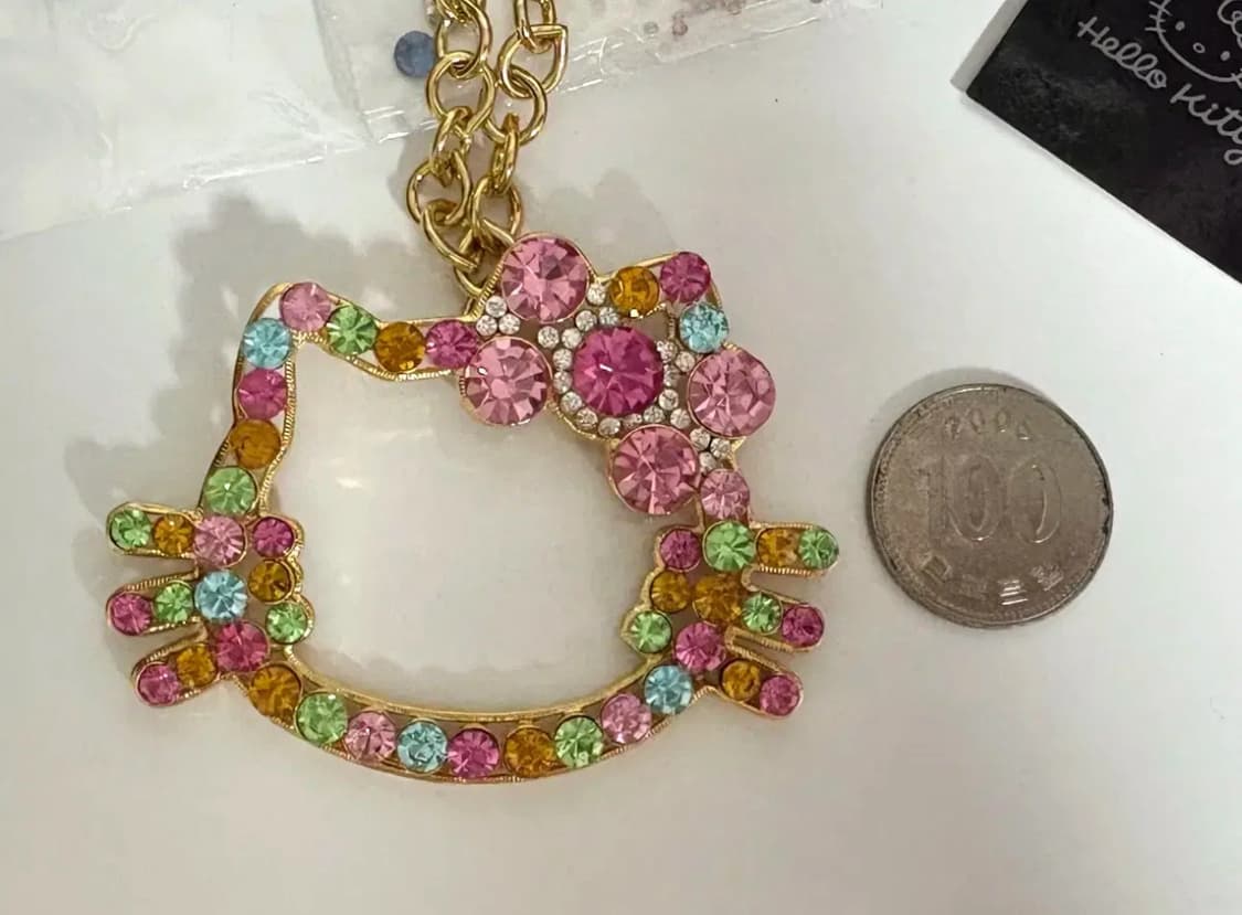 빈티지 갸루 희귀 고전키티 빅키티 목걸이 핑크세스 상품이미지2