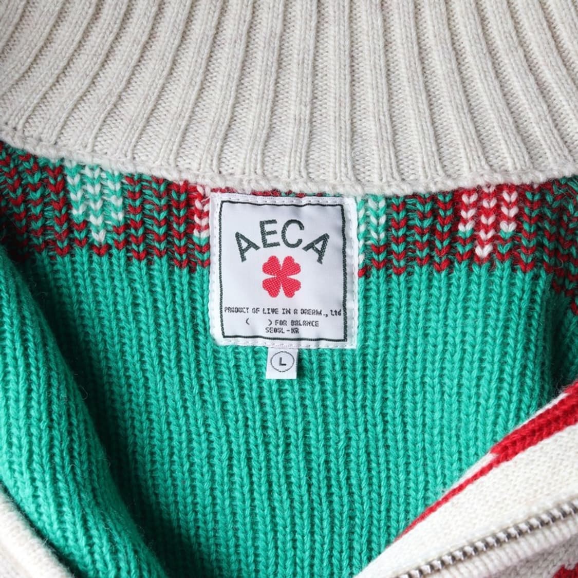에이카화이트 토끼 그래픽 코위찬 집업 니트 L 상품이미지5