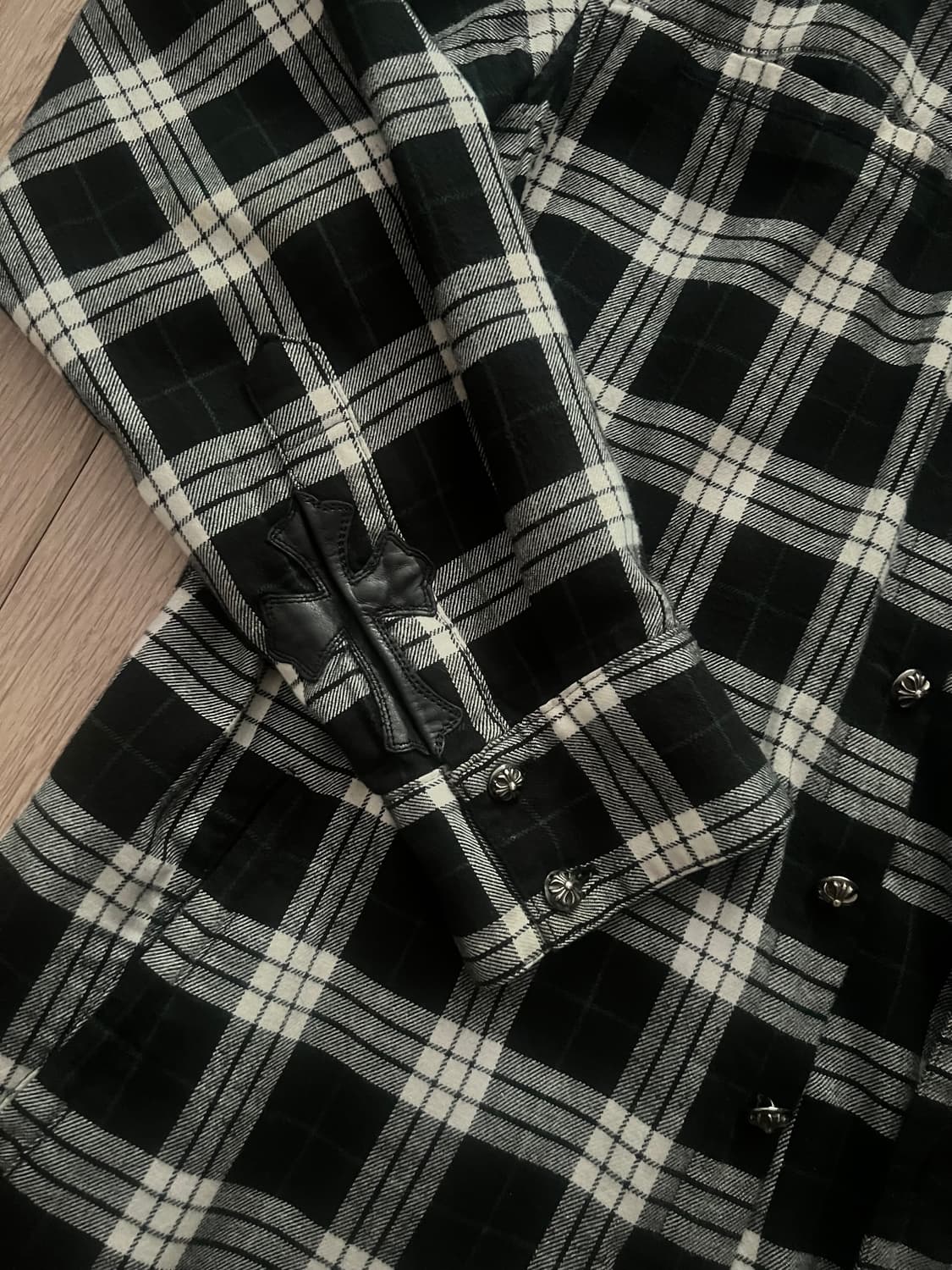 교신가능)크롬하츠 패치 12버튼 체크 셔츠 상품이미지2