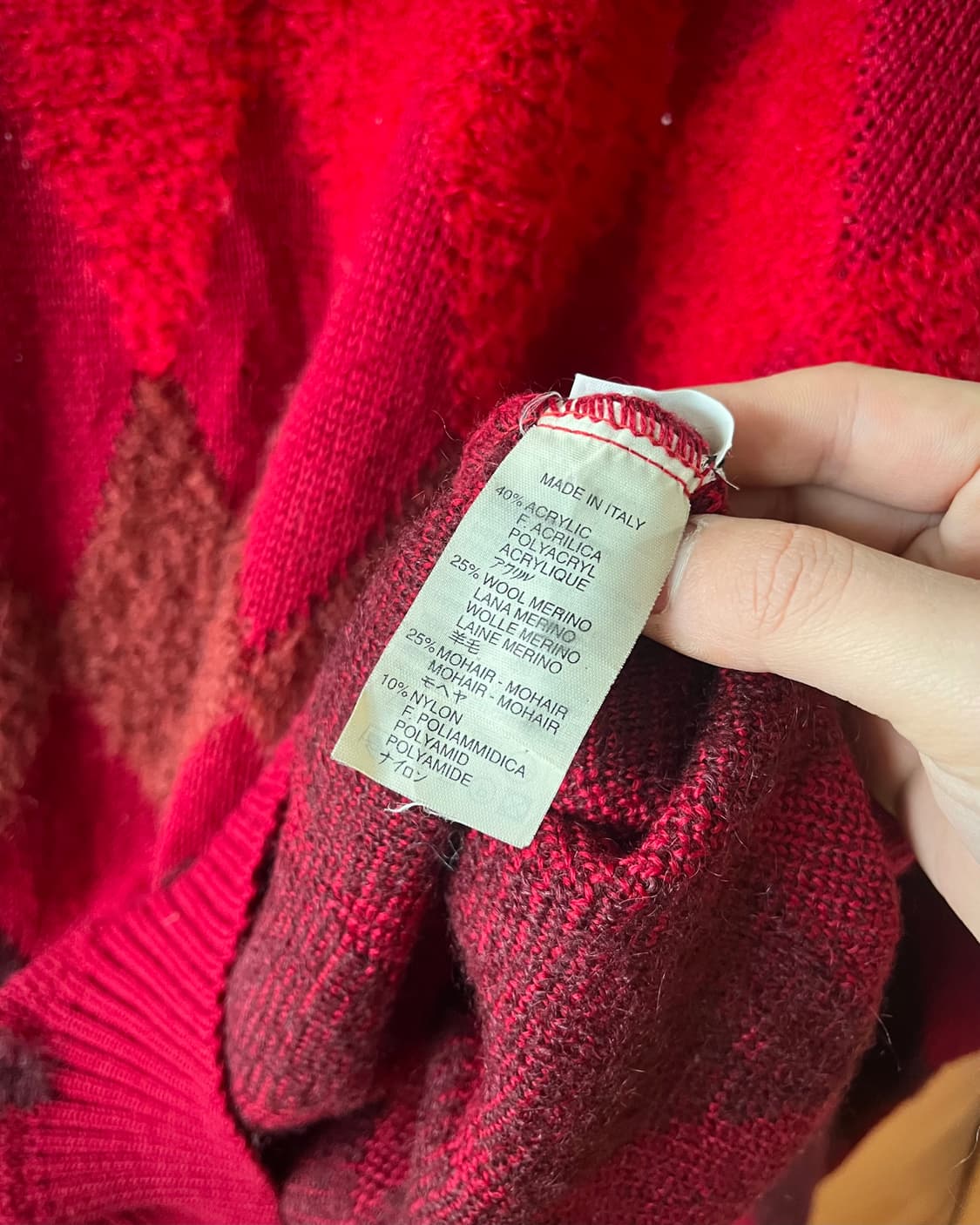 Italian Mohair Old Argyle Knit Sweater 상품이미지7