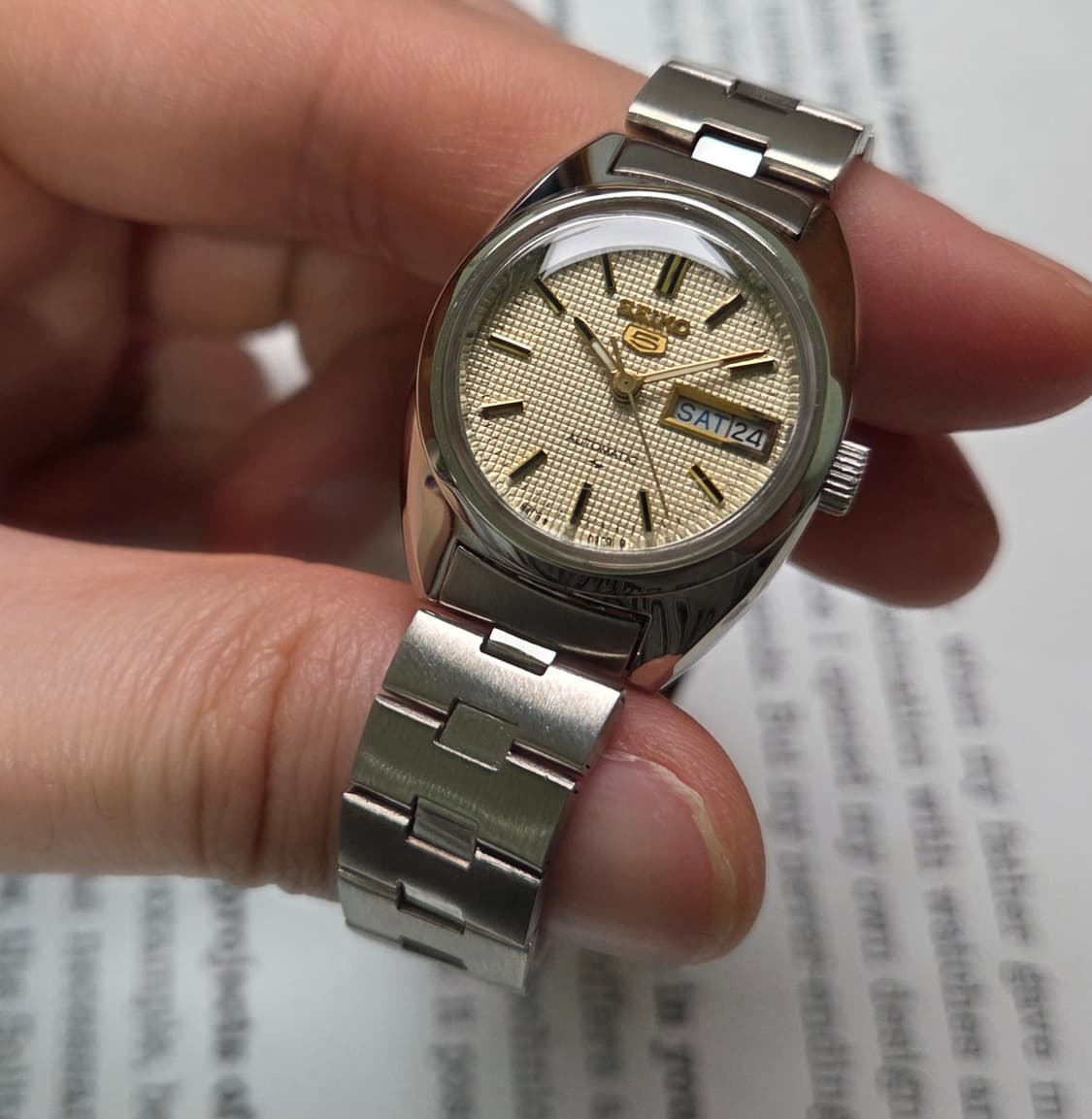 빈티지 세이코 터틀형 골드 와플판 오토매틱 여성용 브레이슬릿 ver. 상품이미지5