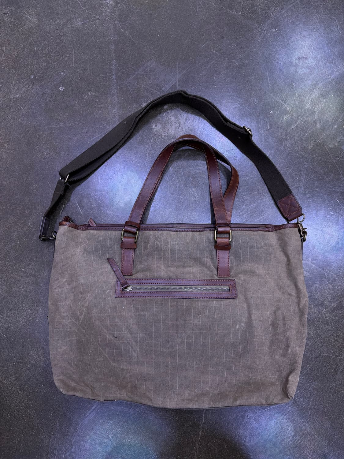 빌포드 캔버스 가죽 왁스 워싱 메이 빈티지 토트백 다크오크 상품이미지3