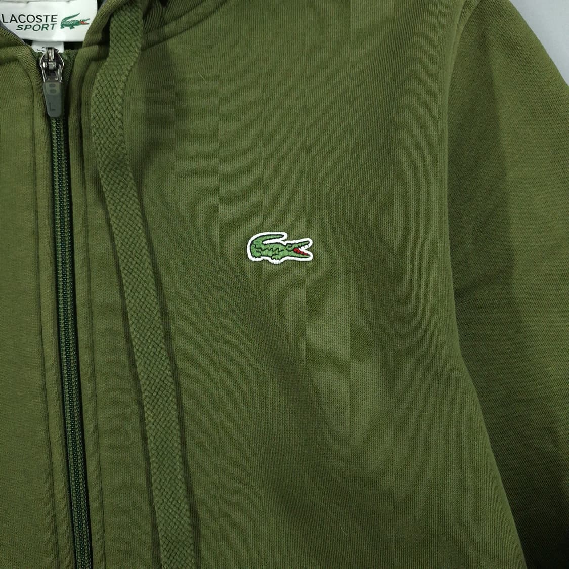 라코스테 스포츠 카키 그린 크록패치 기모 후드집업 S 상품이미지5