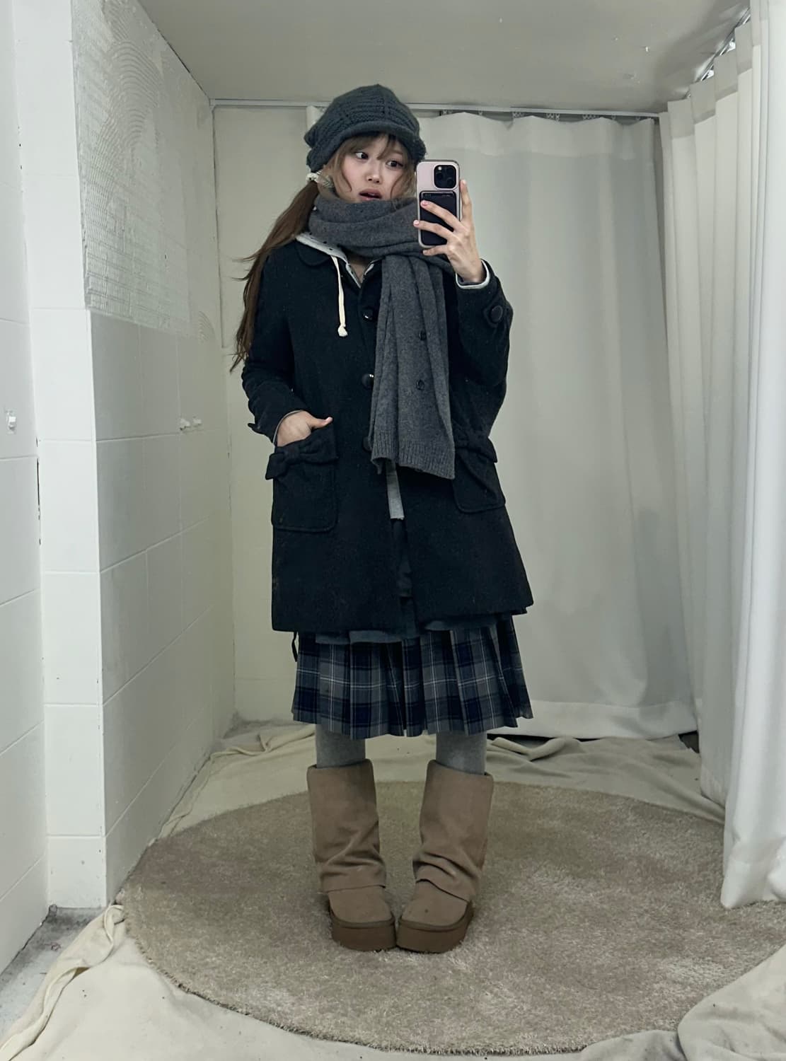 무채색 니혼진 리본 코트 도트 코디세트 상품이미지1