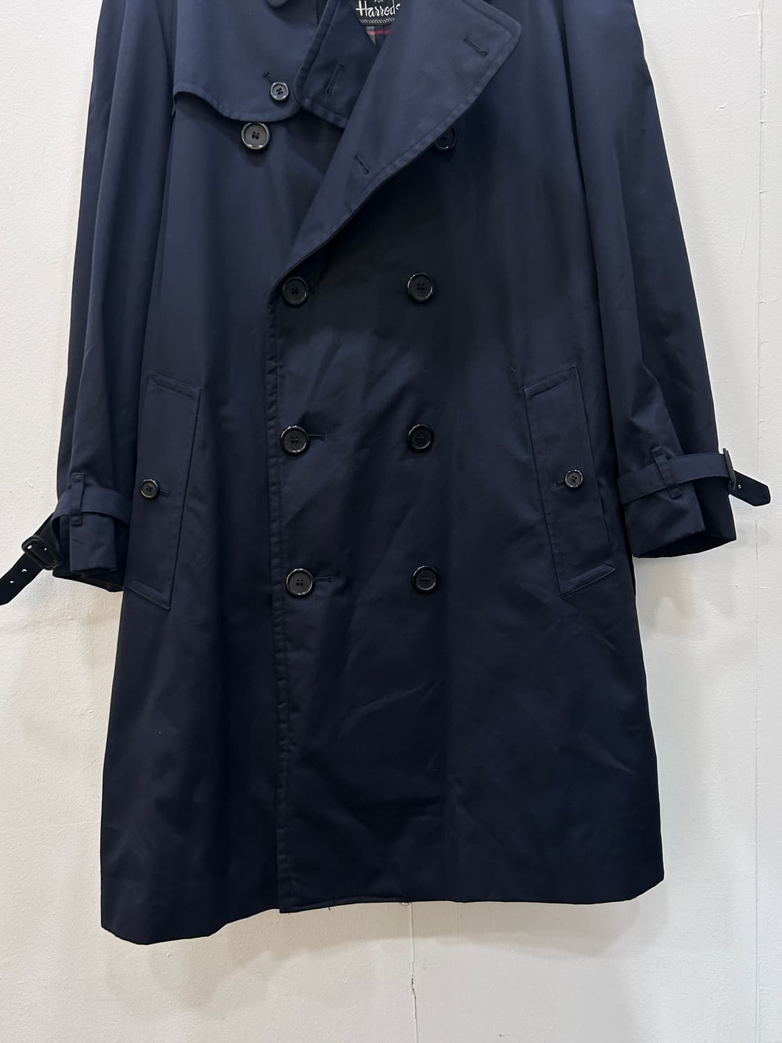 버버리 체크 안감 더블 견장 트렌치코트 남성 95-100사이즈 네이비 상품이미지4