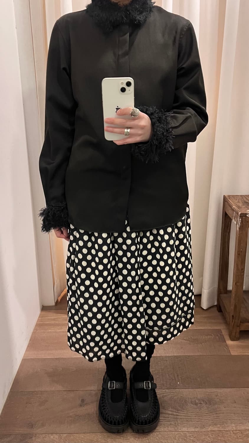 Dot Asymmetry Pleats Skirt 상품이미지2