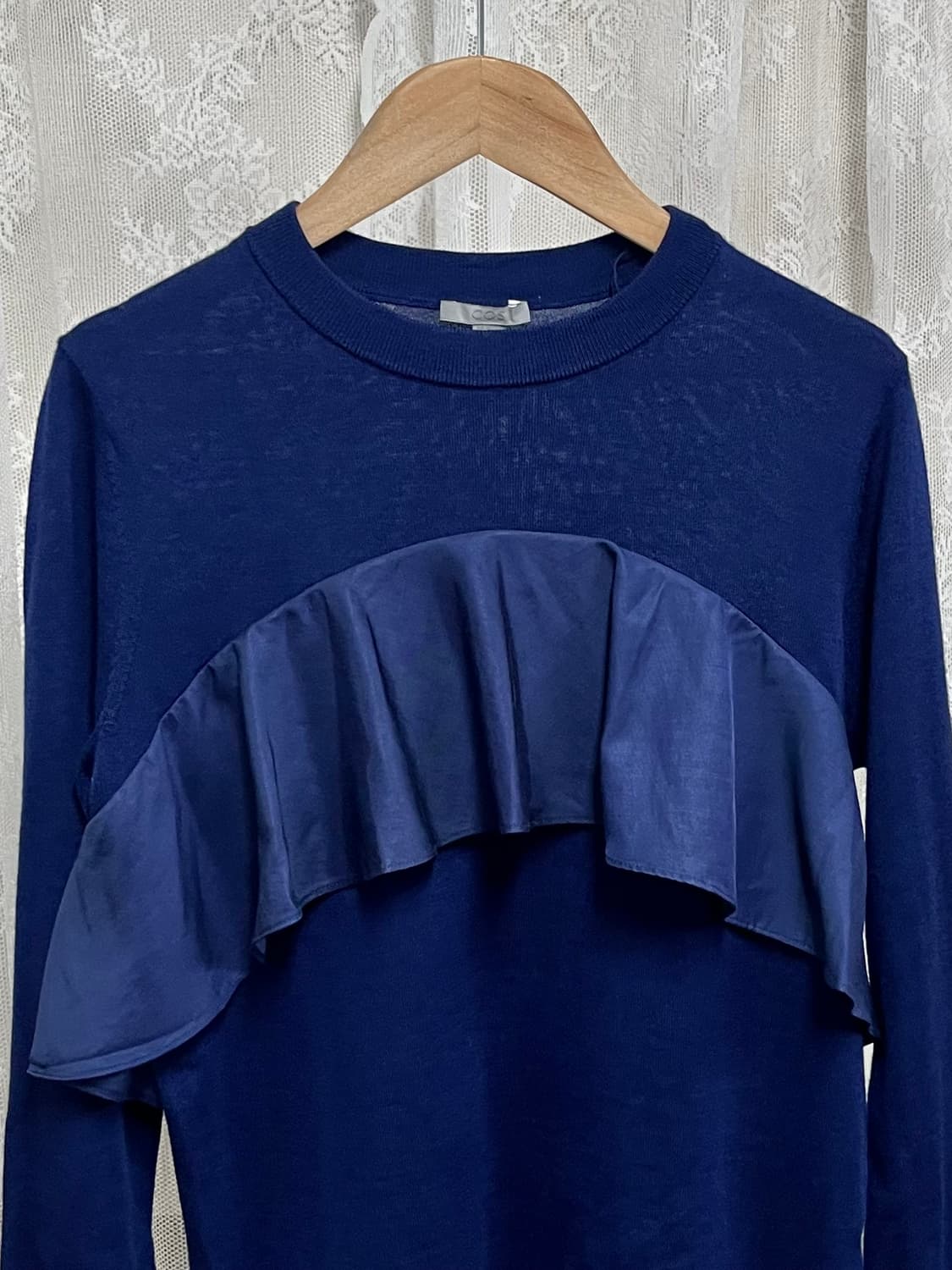 XS) 코스 COS 프릴 울 니트 블루 상품이미지3