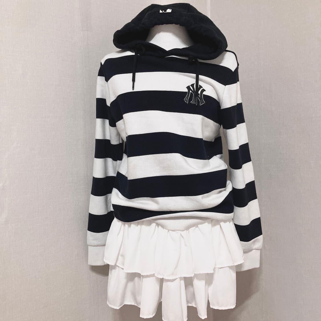 MLB 스트라이프 후드티 S 상품이미지1