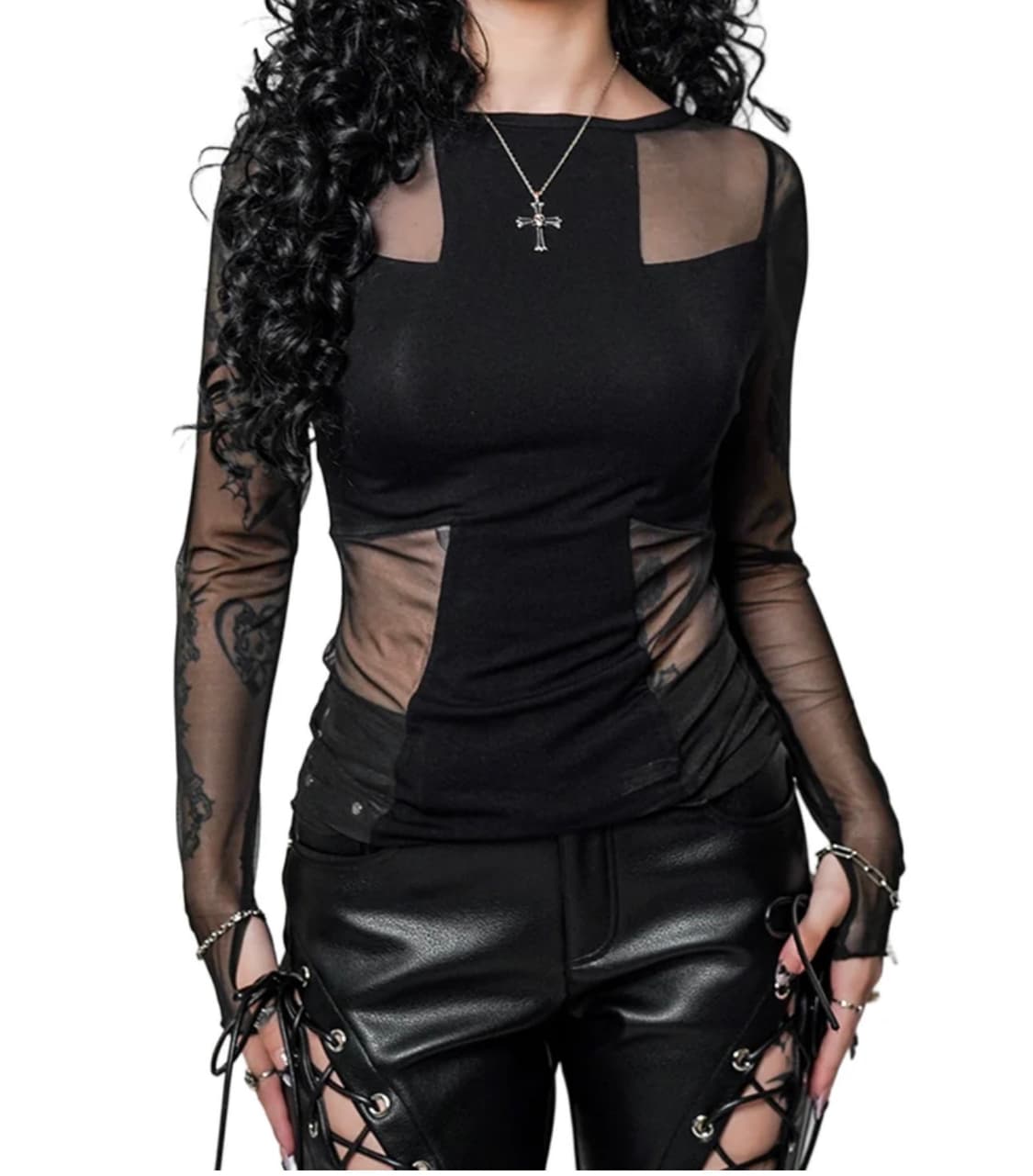 cross see through top 상품이미지3