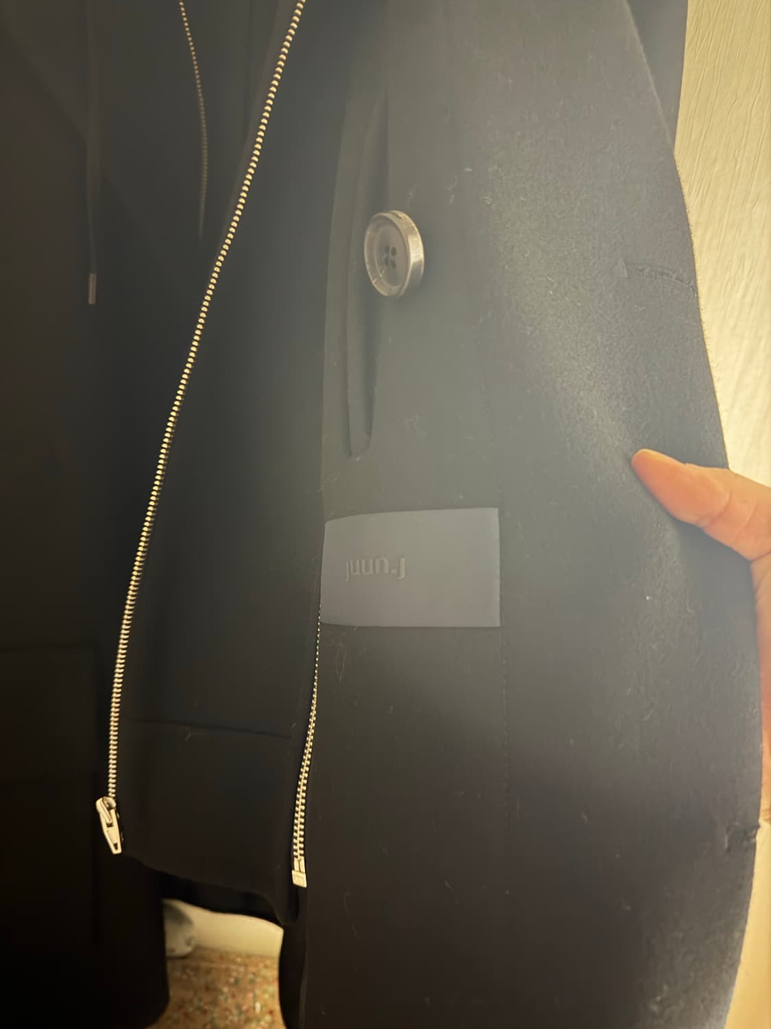 준지 후디드 더블 코트 블랙 48 상품이미지3