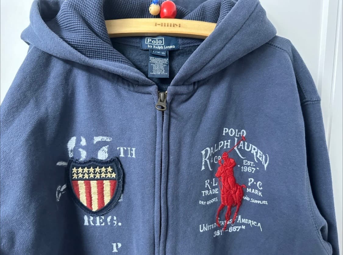폴로 빅포니 성조기방패패치 후드집업 L 상품이미지3