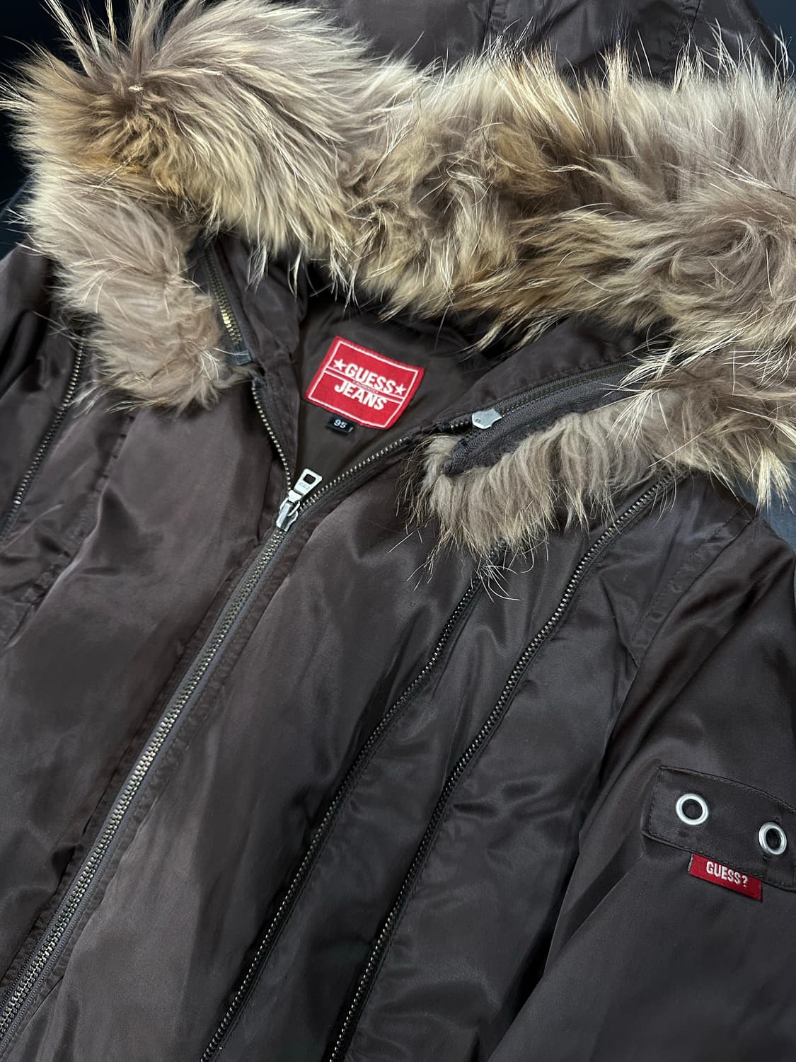 게스 브라운 퍼 패딩 자켓 상품이미지5