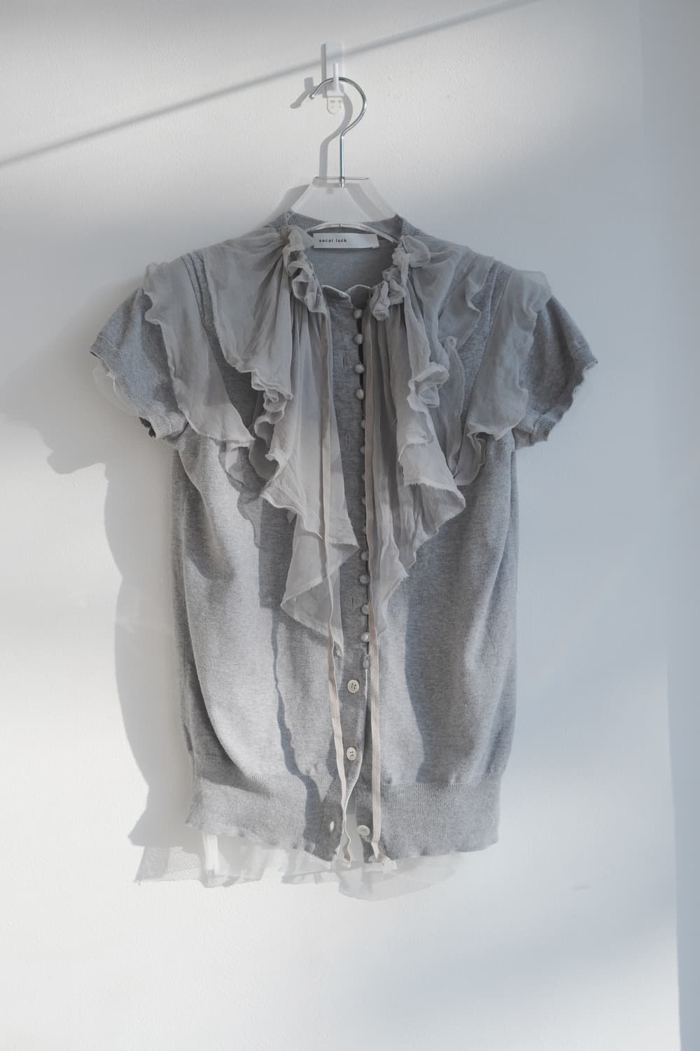 Silk frill covered button cardigan  상품이미지2