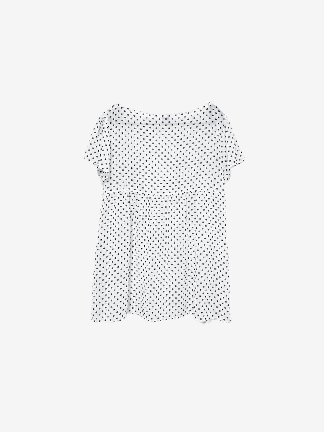 Silky Dot Ruffle Blouse - White 상품이미지7