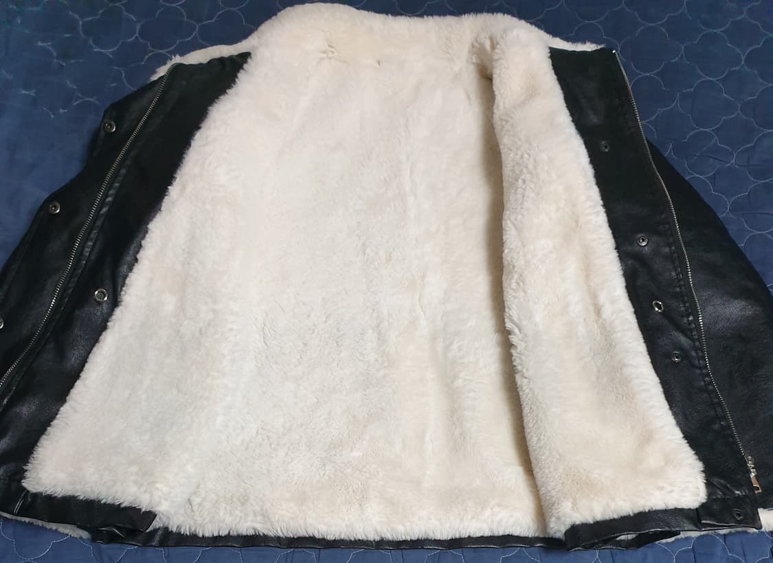 무스탕 가죽자켓 블랙 (L) 상품이미지3