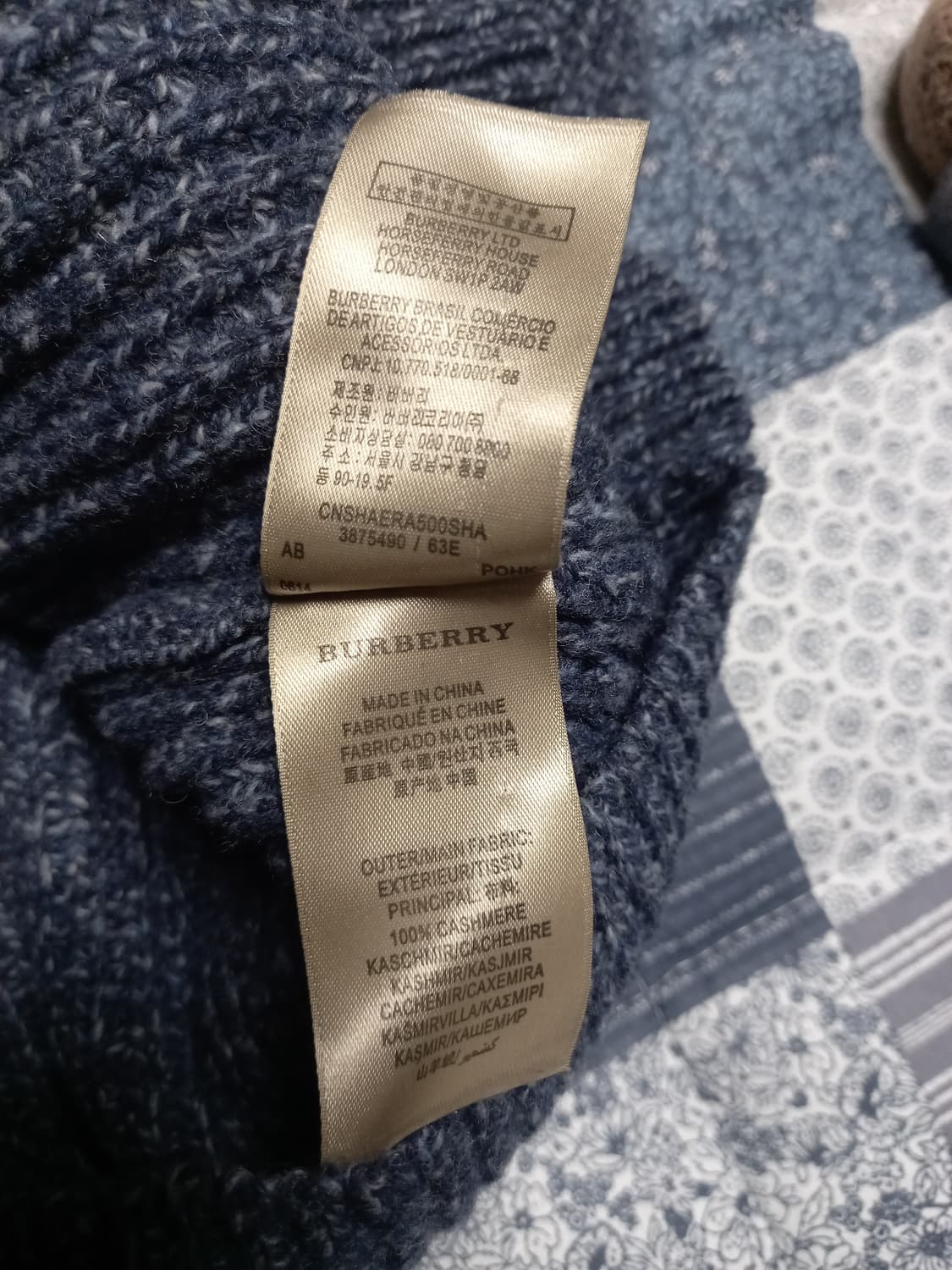 버버리 캐시미어100  니트집업    L 상품이미지4