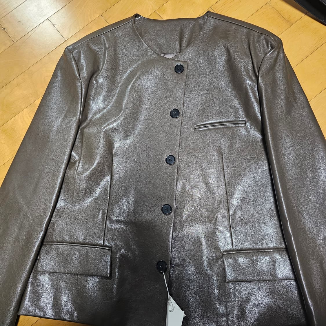 효지/25FW 노카라 크롭 레더자켓/M 상품이미지7