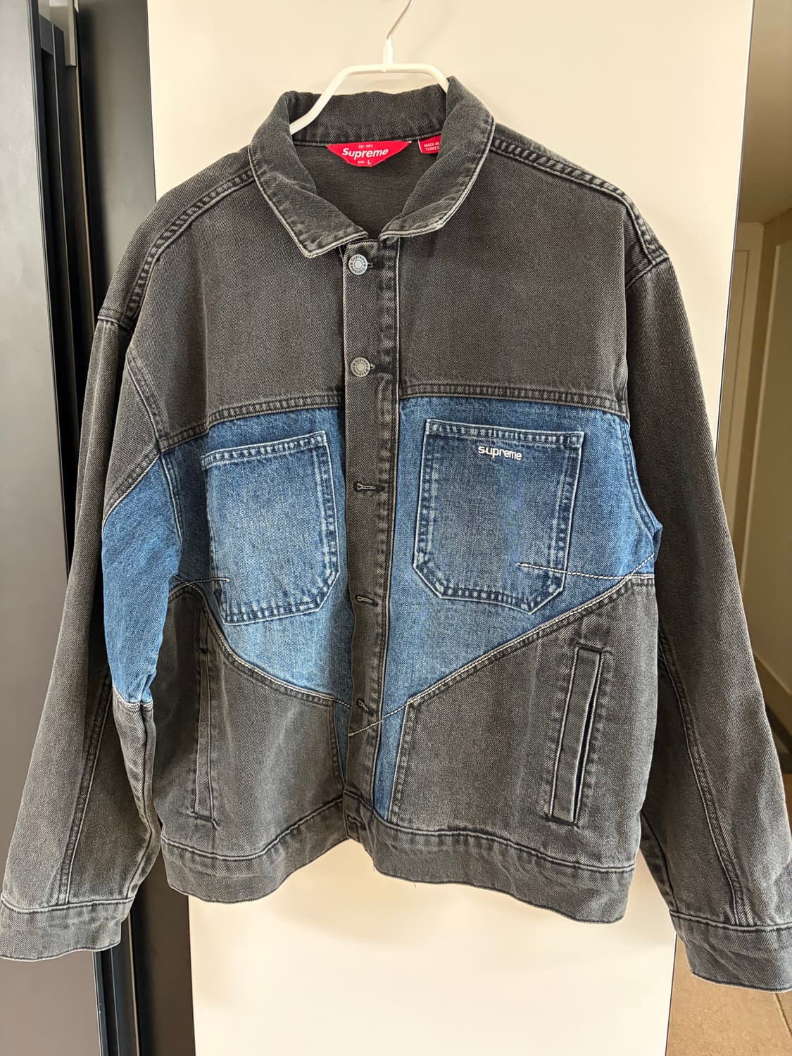 슈프림 투톤 패널 데님 자켓 블랙 L 상품이미지1