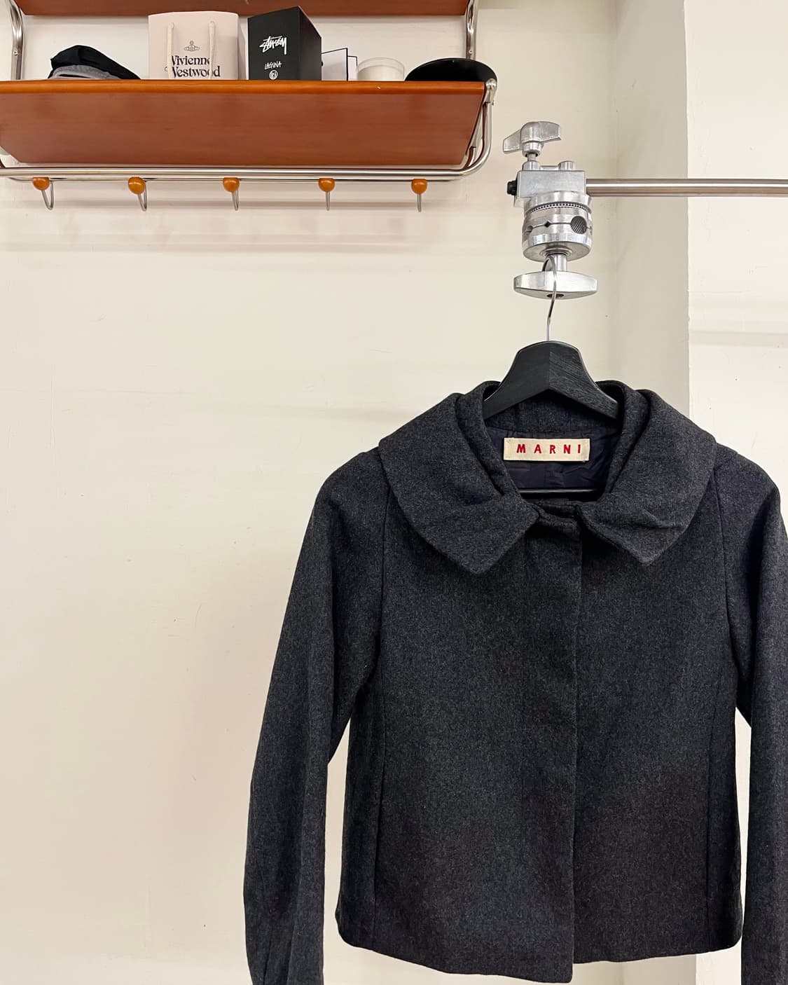 마르니 차콜 울 블랜드 오버사이즈 칼라 자켓 상품이미지3