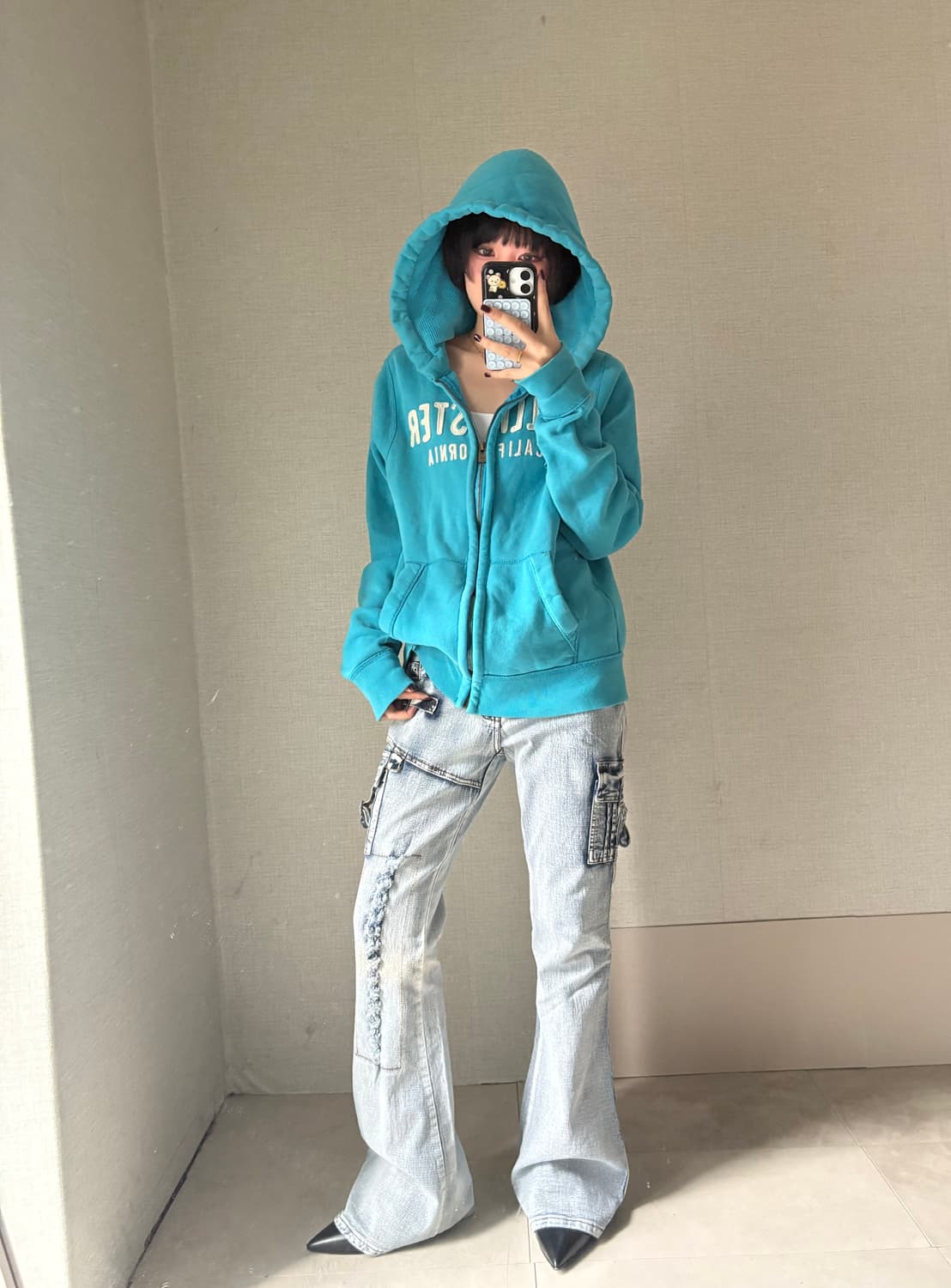 홀리스터 연하늘 오버핏 후드집업 상품이미지5