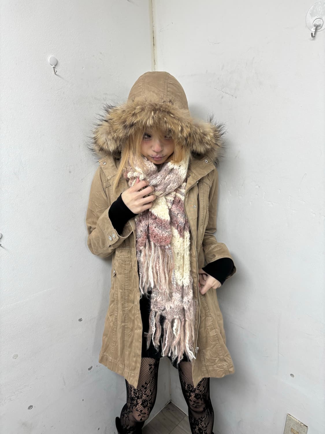 Y2K Grunge Mood Fur Hoodie Jacket 상품이미지1