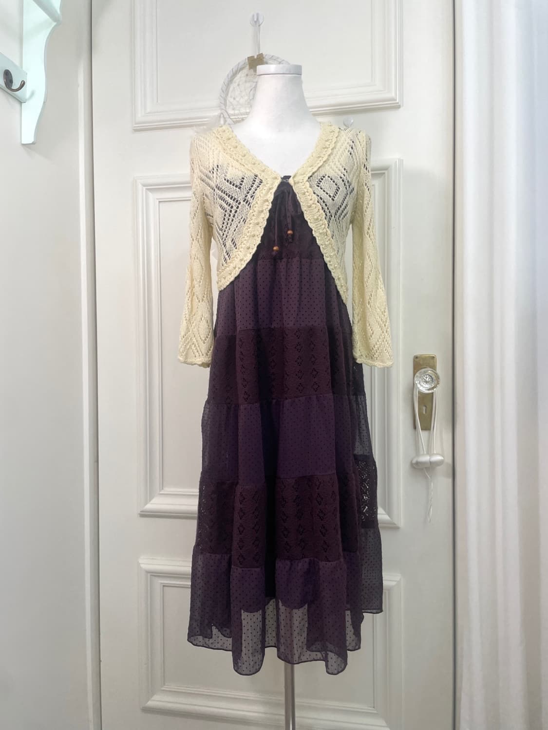 butter cream pearl point crochet bolero 상품이미지2