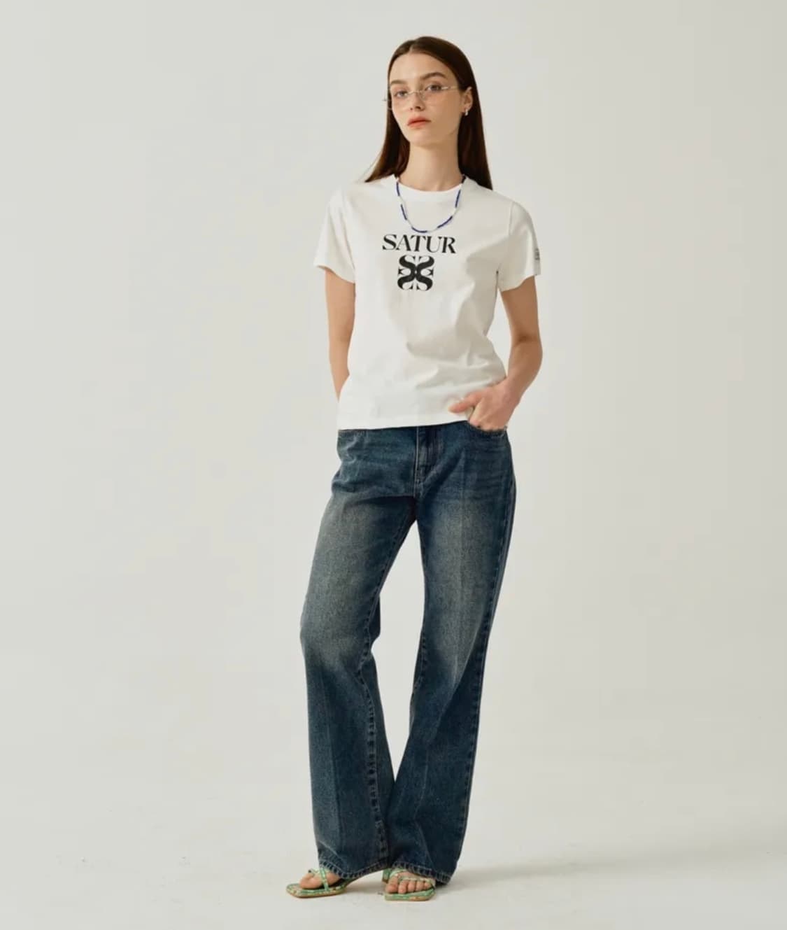 세터 클래식 로고 반팔 티셔츠 화이트 우먼 S  상품이미지3