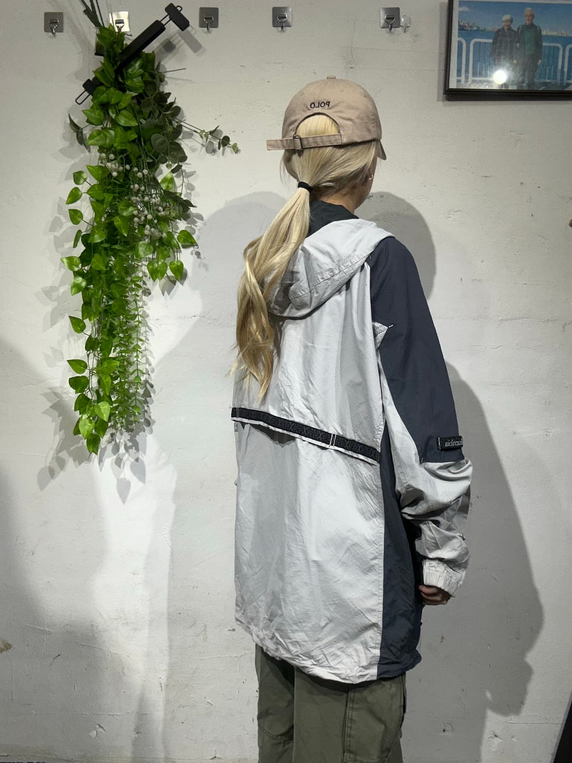 컬럼비아 그레이 네이비 등산 후드 바람막이 자켓 XL 상품이미지3