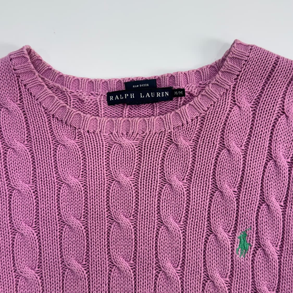 Polo 폴로 그린포니 핑크 케이블 니트 상품이미지5