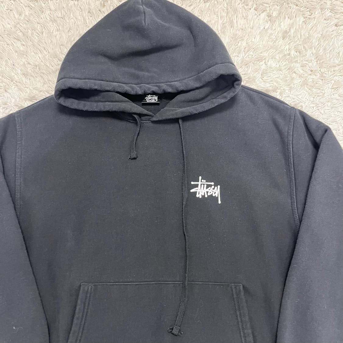 Stussy stock logo black hoodie 상품이미지7