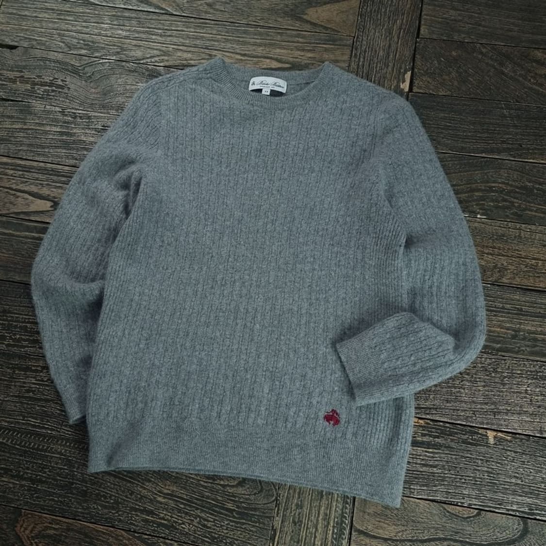 [브룩스브라더스] 로고 자수 캐시미어 블랜디드 니트 그레이 M18736 상품이미지1