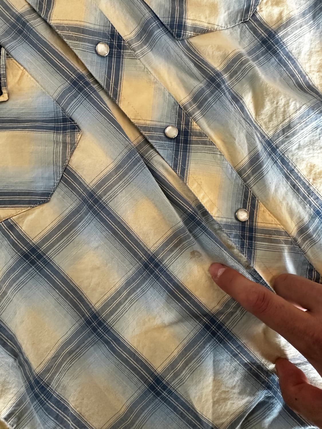 Wrangler 랭글러 웨스턴 체크 셔츠 블루 아이보리 상품이미지6