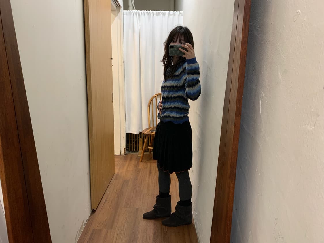 루이비통 롱슬리브 니트 스트라이프 테슬 넥 디테일 블루 상품이미지2